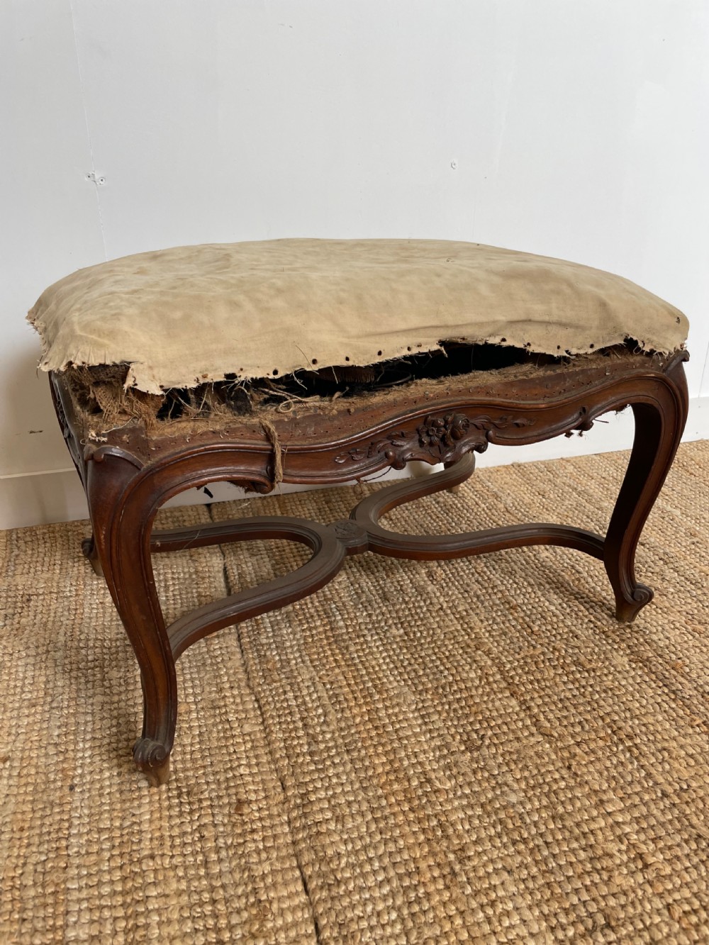 Louis XVI style walnut footstool 