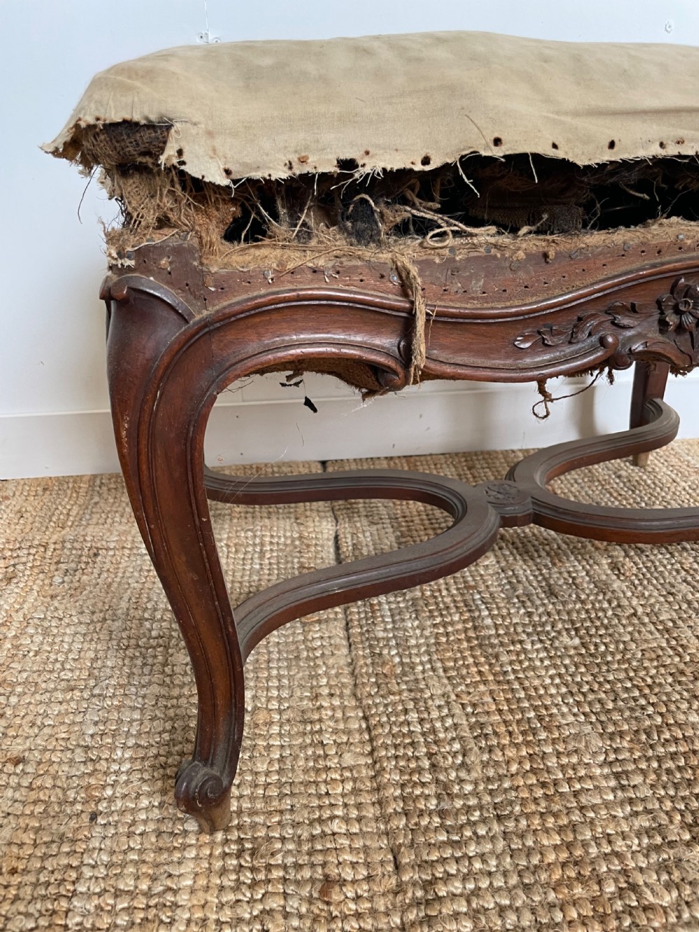 Louis XVI style walnut footstool  View II