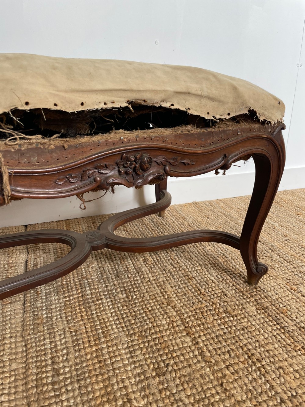 Louis XVI style walnut footstool  View III