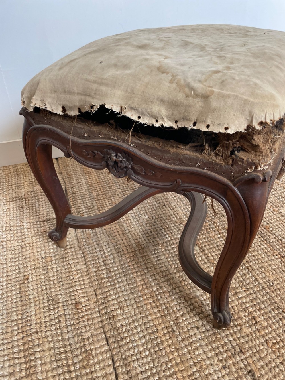 Louis XVI style walnut footstool  View V