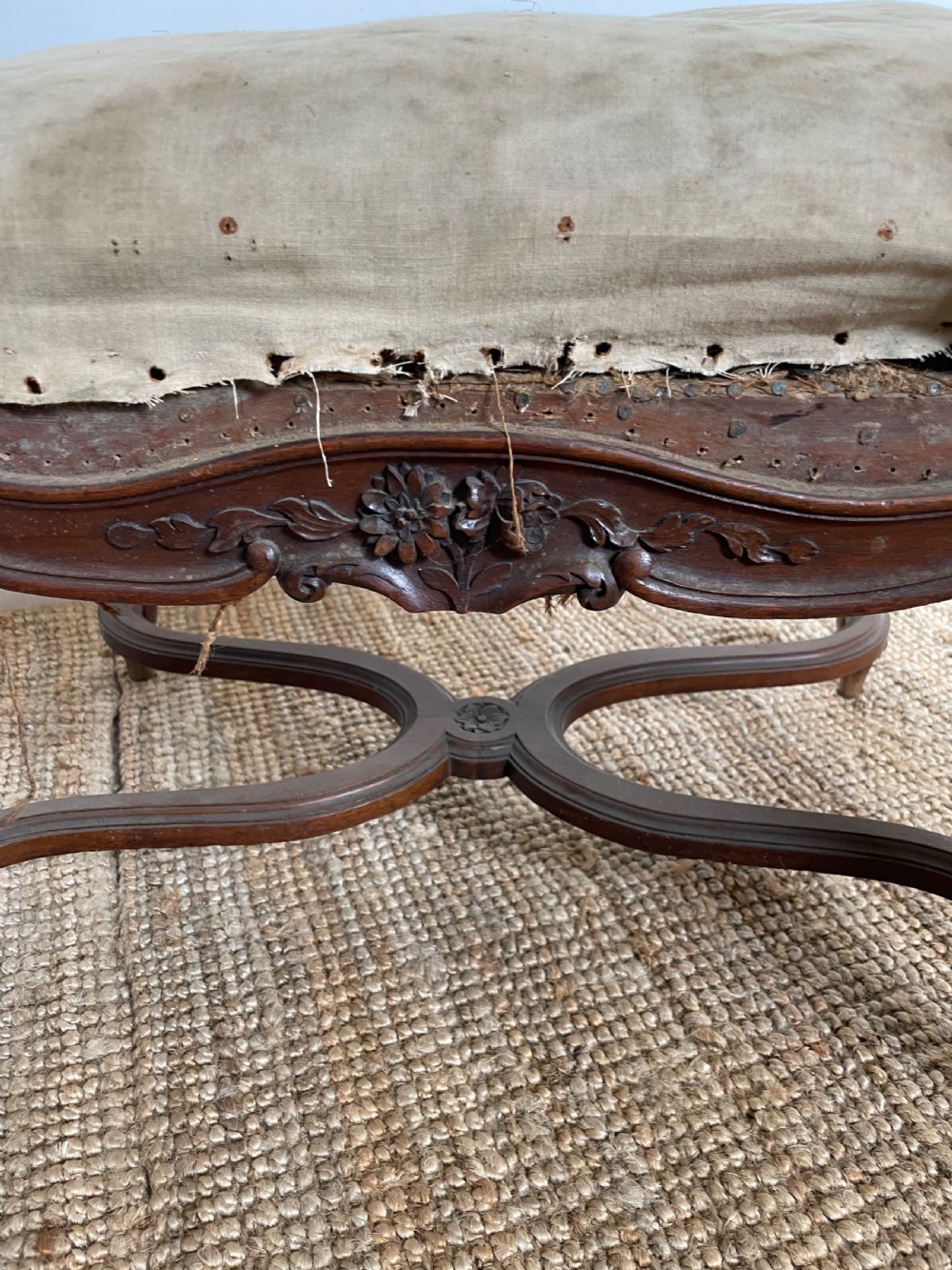 Louis XVI style walnut footstool  View VI
