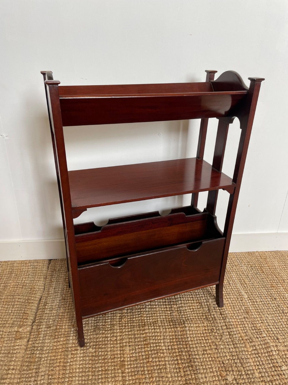 Edwardian book trough, magazine rack