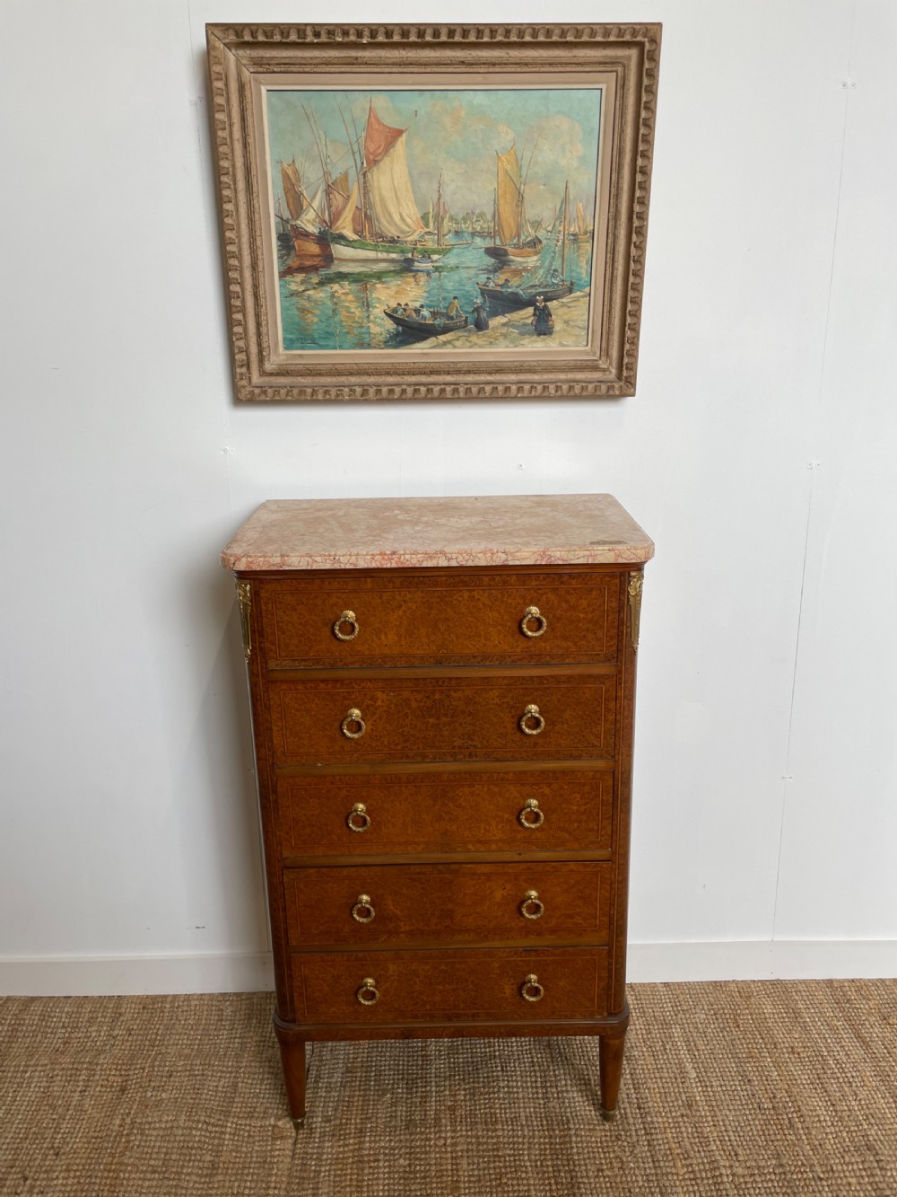 Small marble topped chest of drawers 