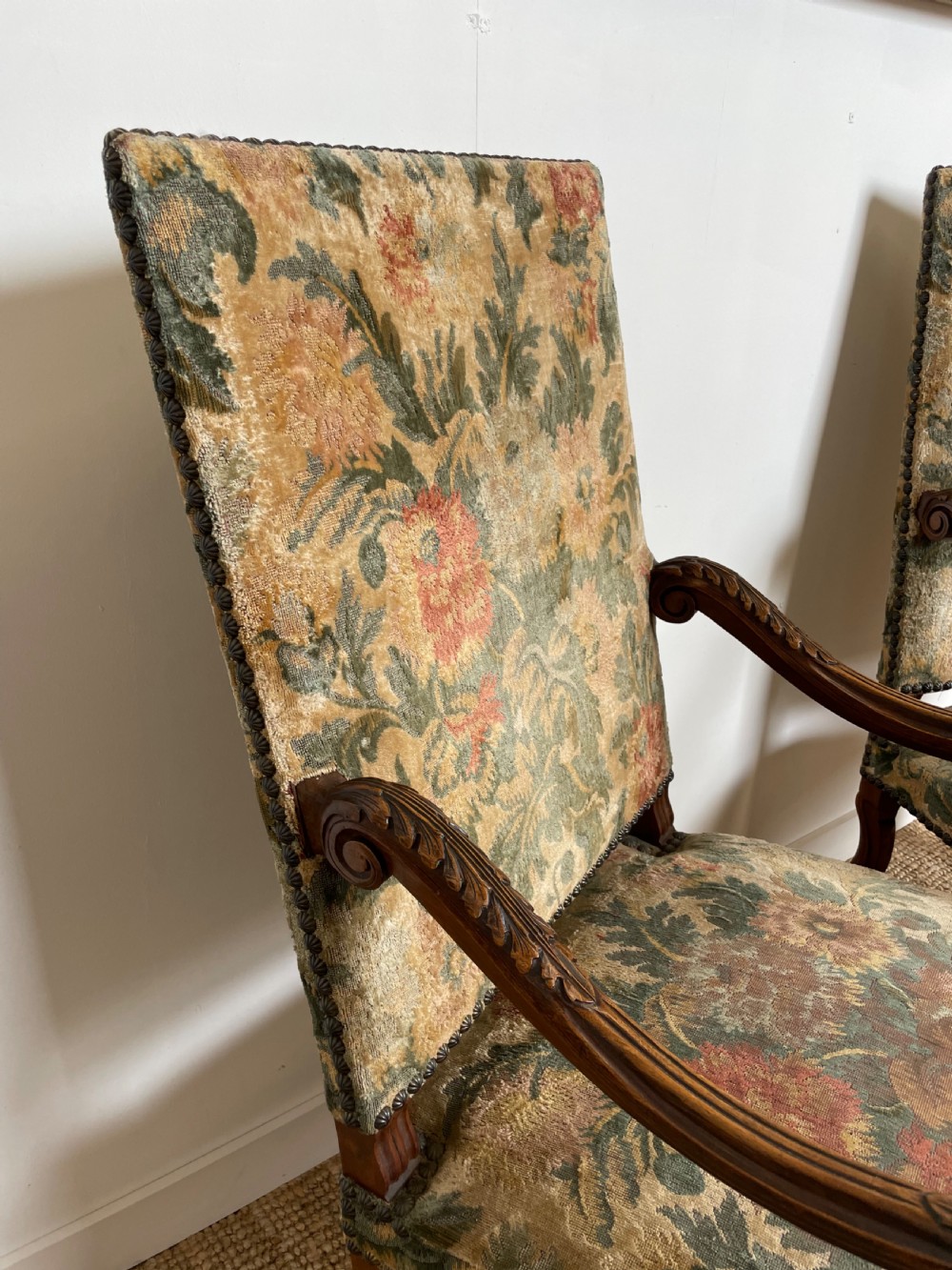 Great pair of oak framed armchairs  View III