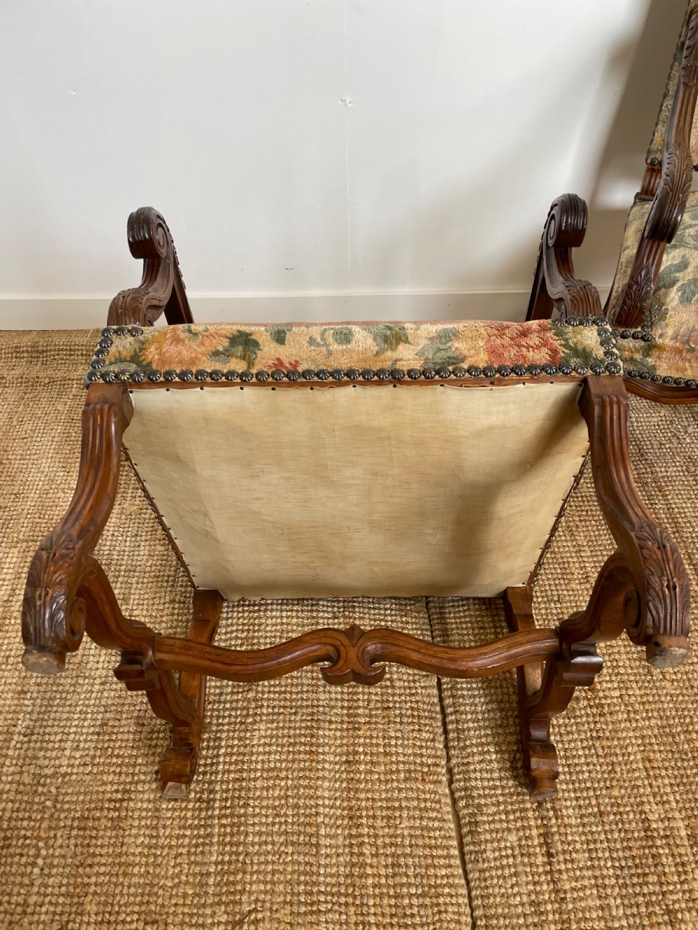 Great pair of oak framed armchairs  View IX