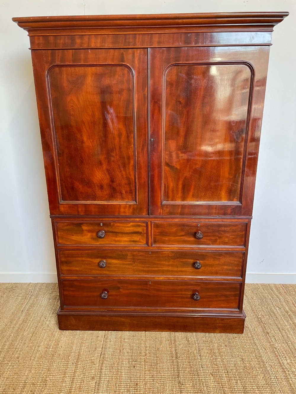 Victorian mahogany linen press