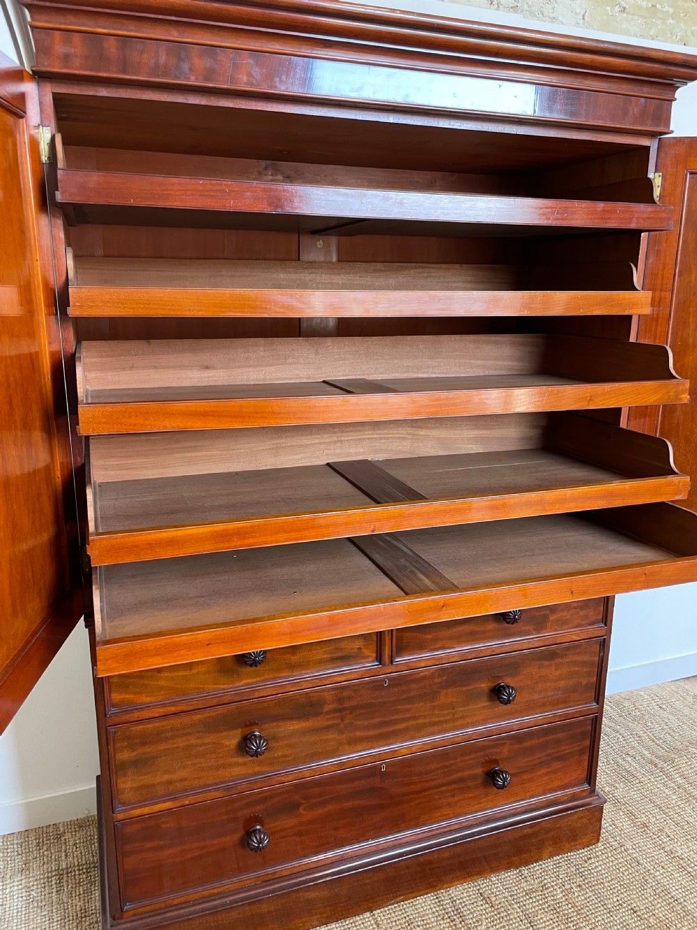 Victorian mahogany linen press View V