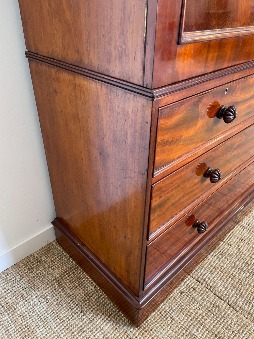 Victorian mahogany linen press View IX