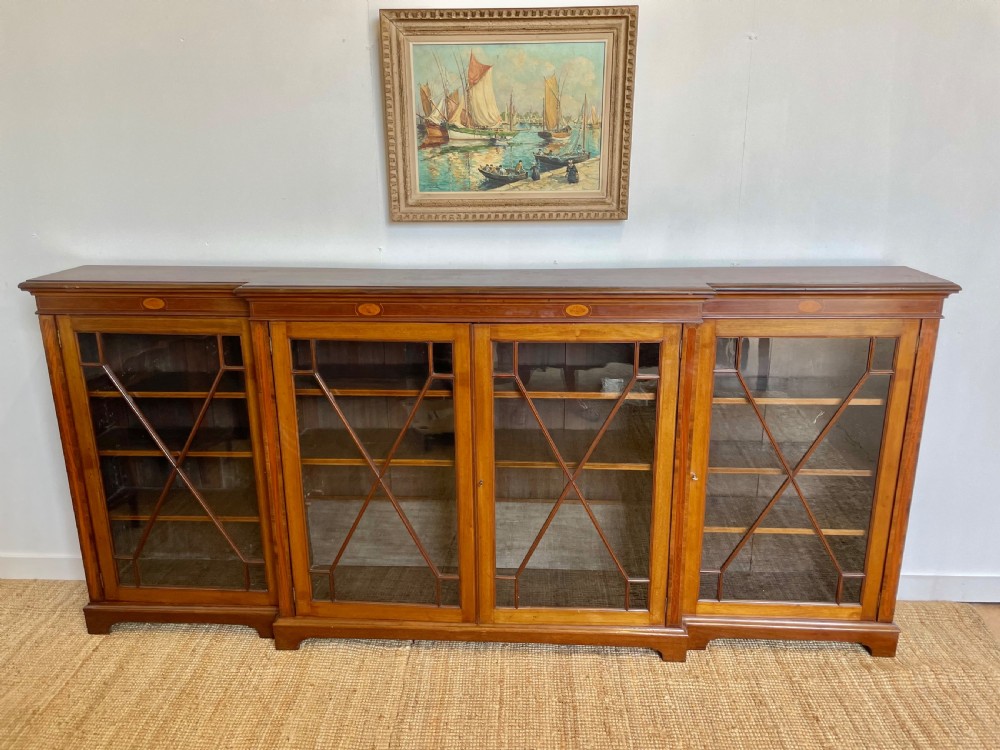 Large Edwardian breakfront bookcase 9ft