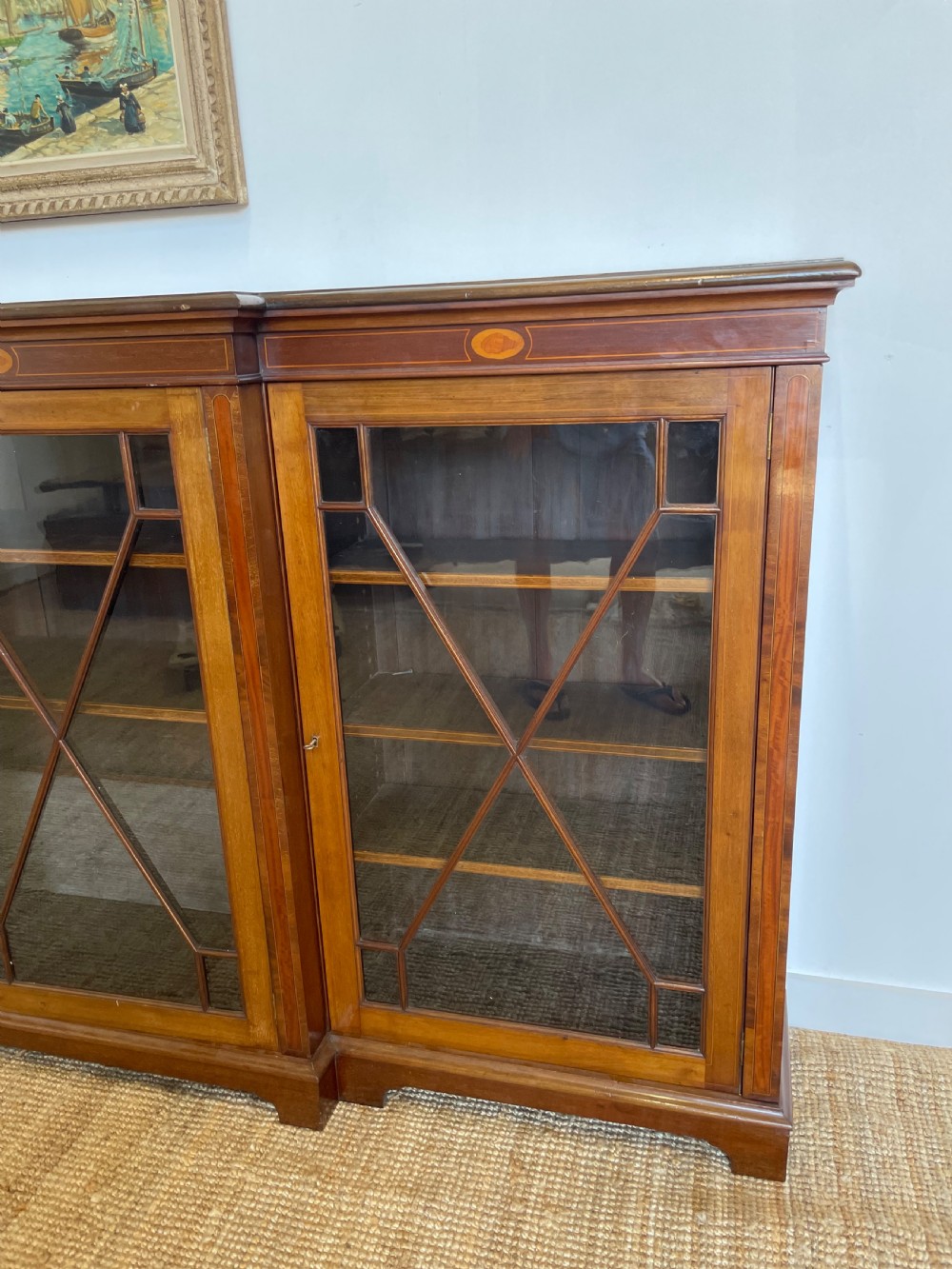 Large Edwardian breakfront bookcase 9ft View II