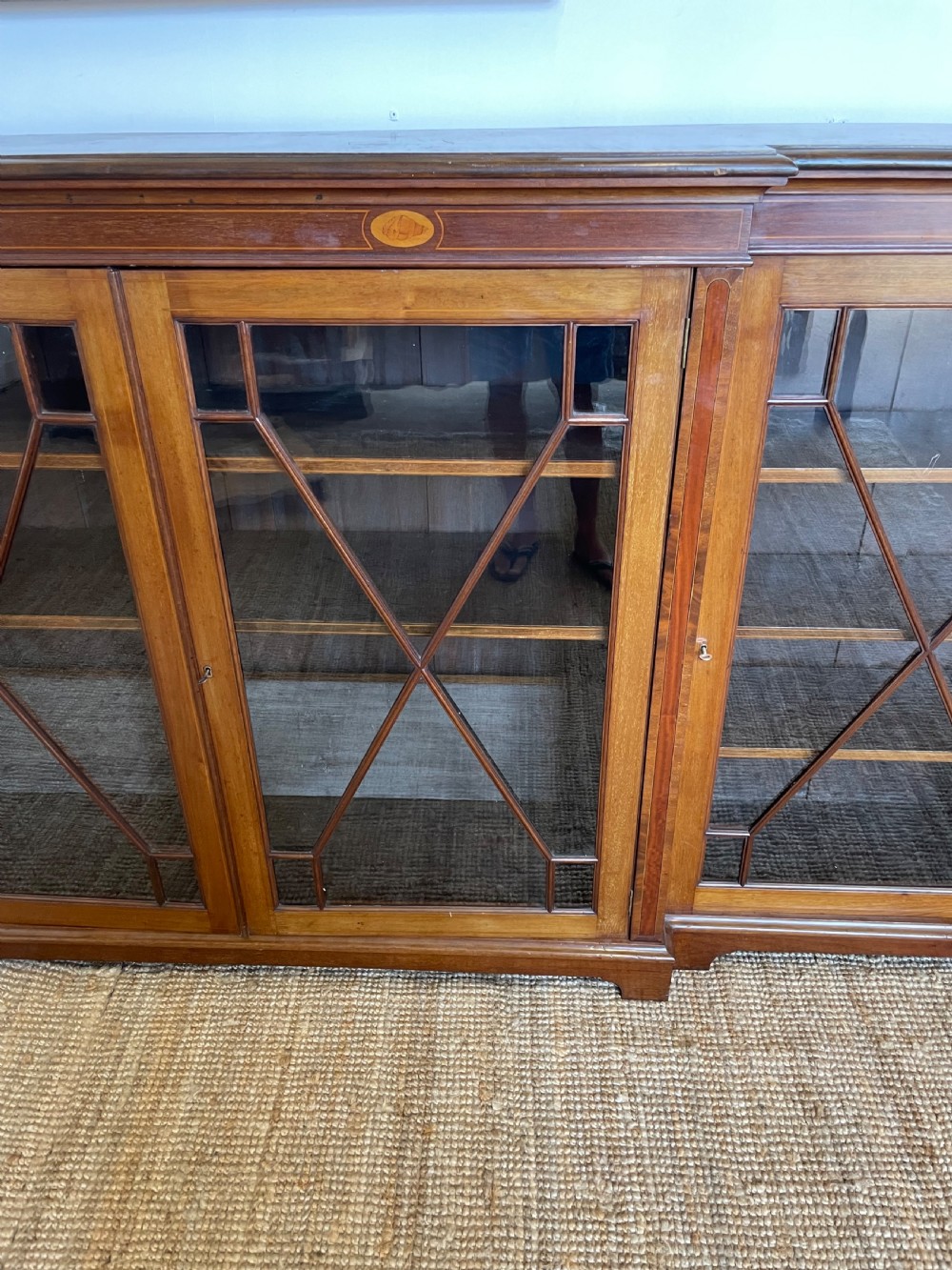 Large Edwardian breakfront bookcase 9ft View III
