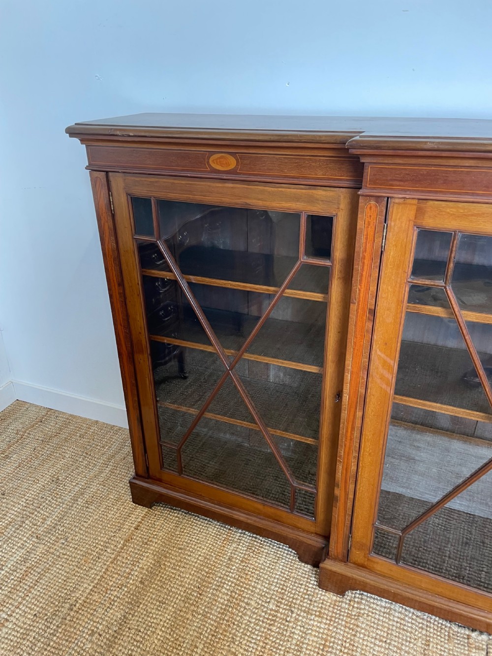 Large Edwardian breakfront bookcase 9ft View V