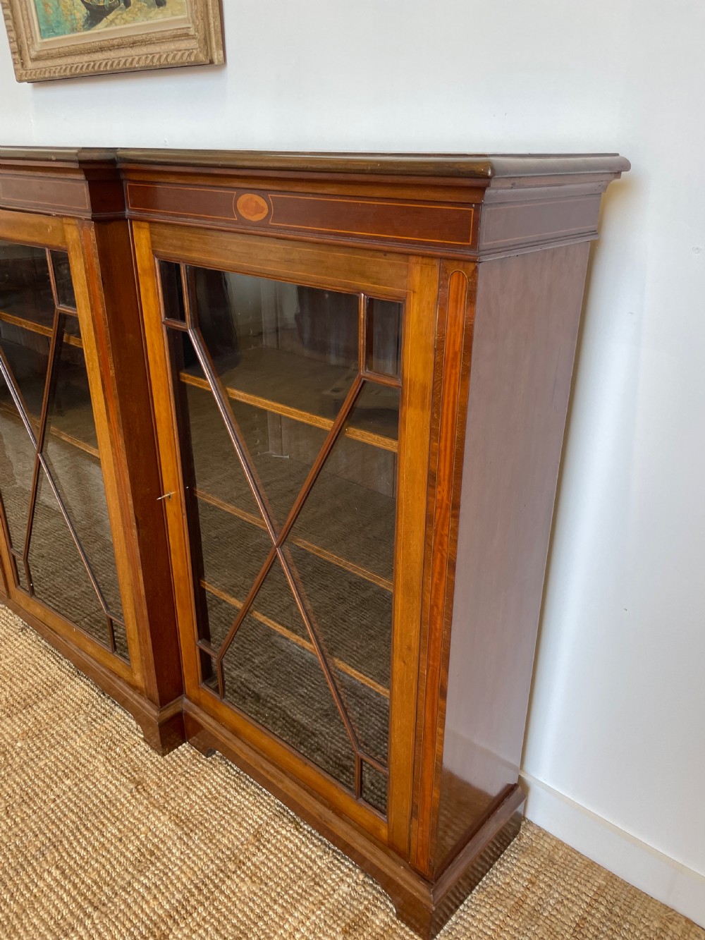 Large Edwardian breakfront bookcase 9ft View VIII