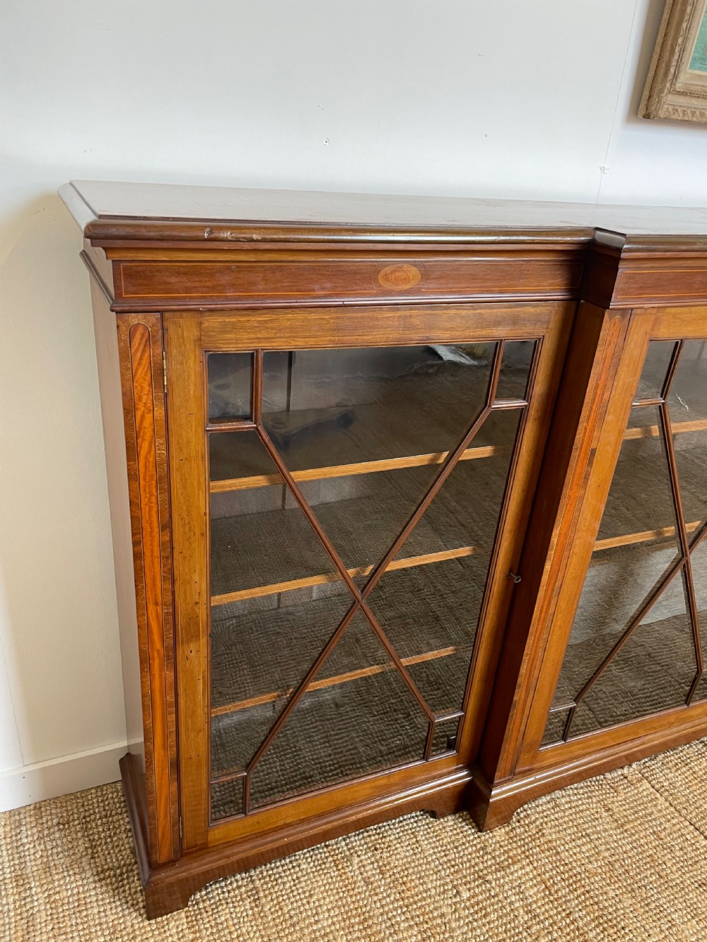 Large Edwardian breakfront bookcase 9ft View IX