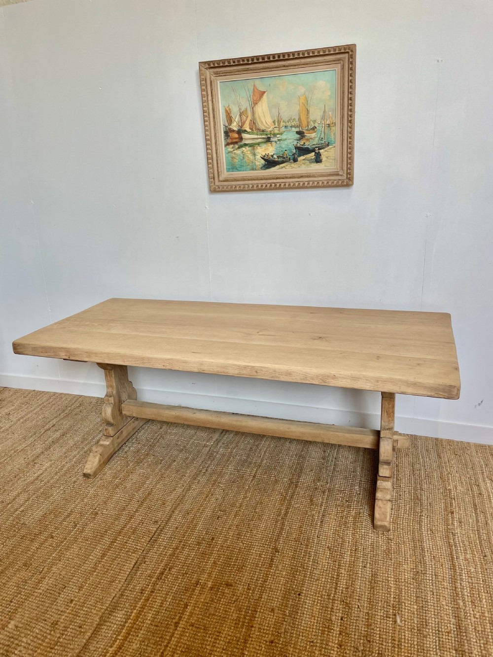 Scrubbed oak refectory table / farmhouse table 
