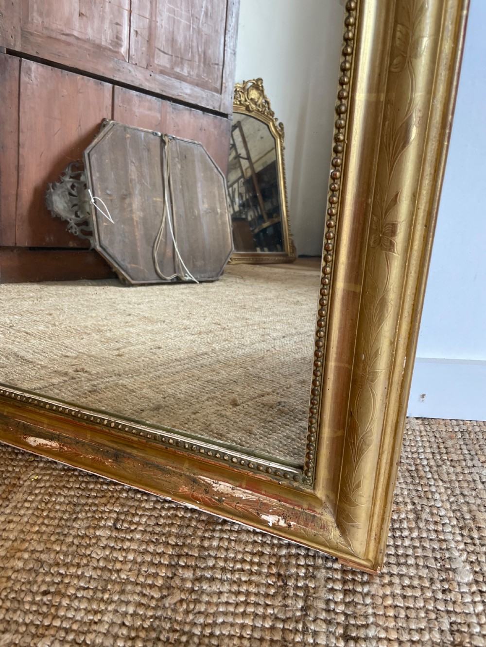 Arched topped gilt wood mirror  View II