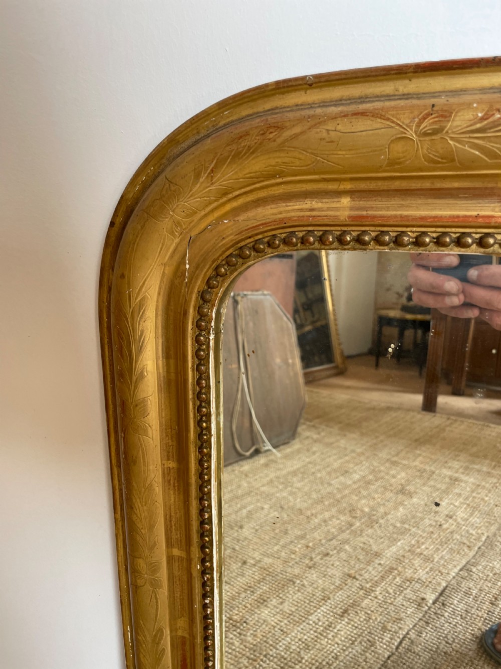 Arched topped gilt wood mirror  View III