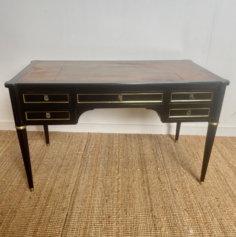 Louis XVI style ebonised writing desk 