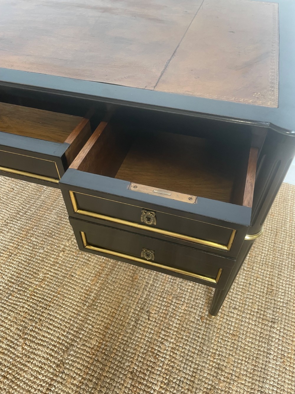 Louis XVI style ebonised writing desk  View III