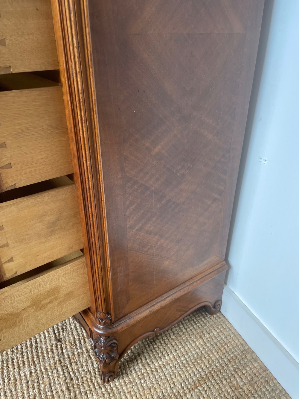 Tall narrow walnut chest of drawers View VII