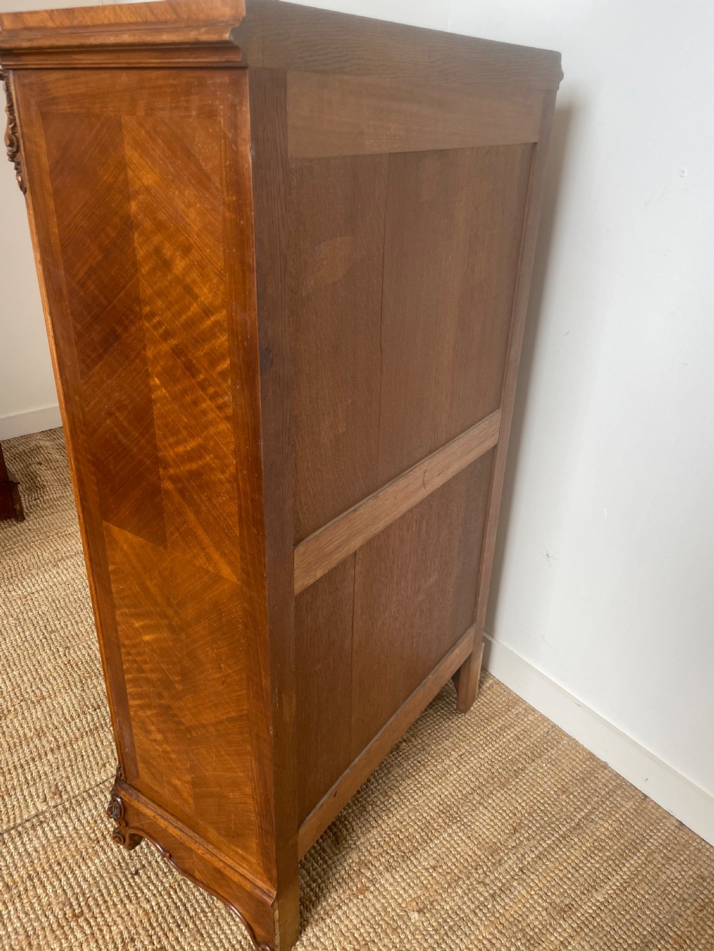 Tall narrow walnut chest of drawers View IX
