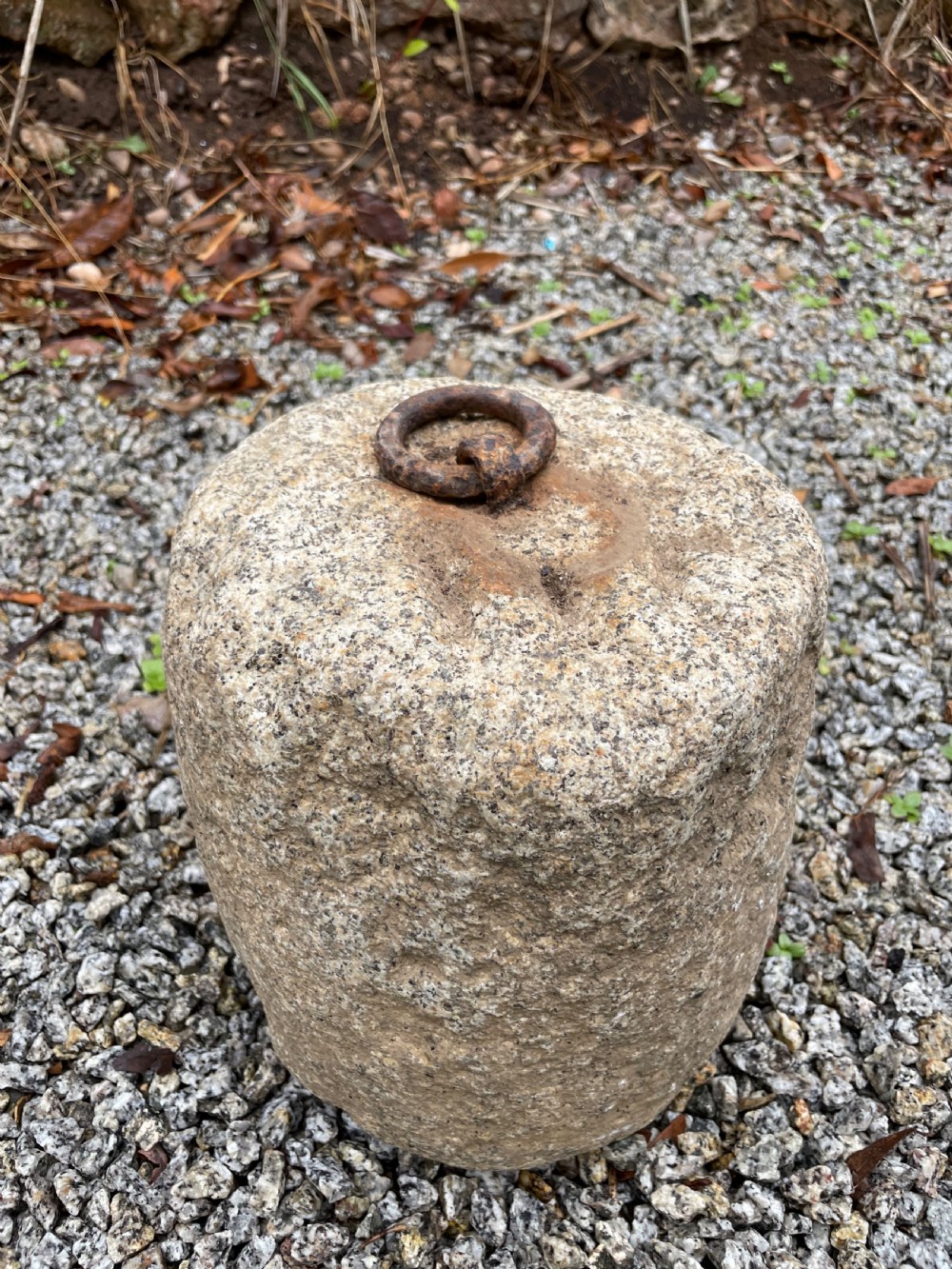 Antique granite farm weight / tethering block  View II