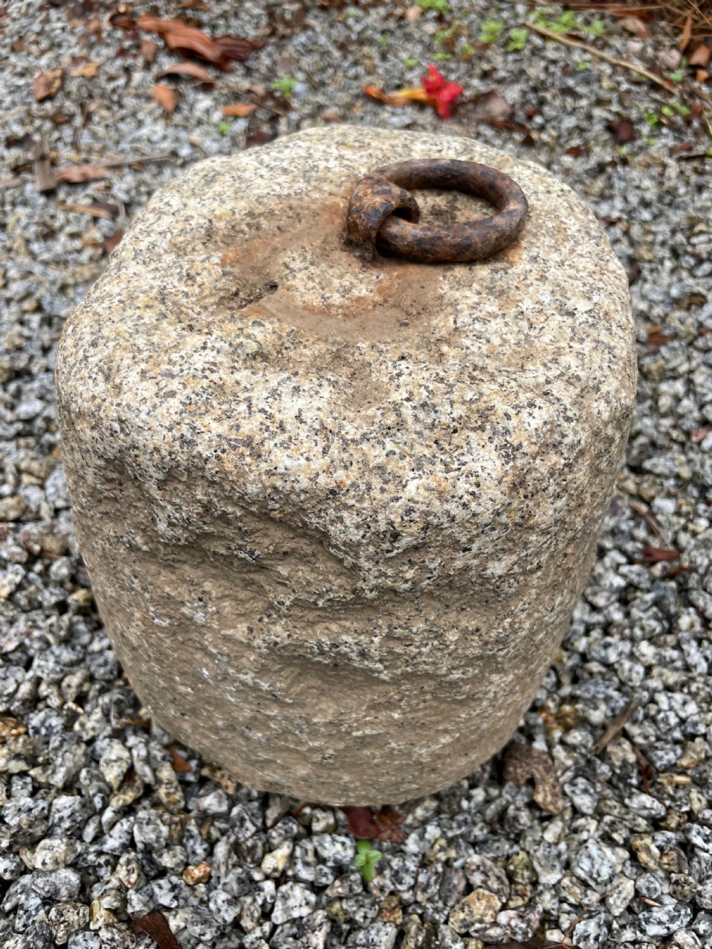 Antique granite farm weight / tethering block  View V