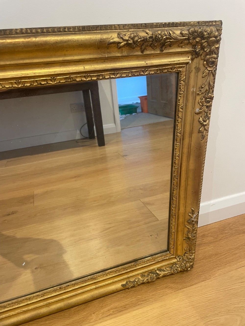 Small antique gilt mirror with floral decoration  View II