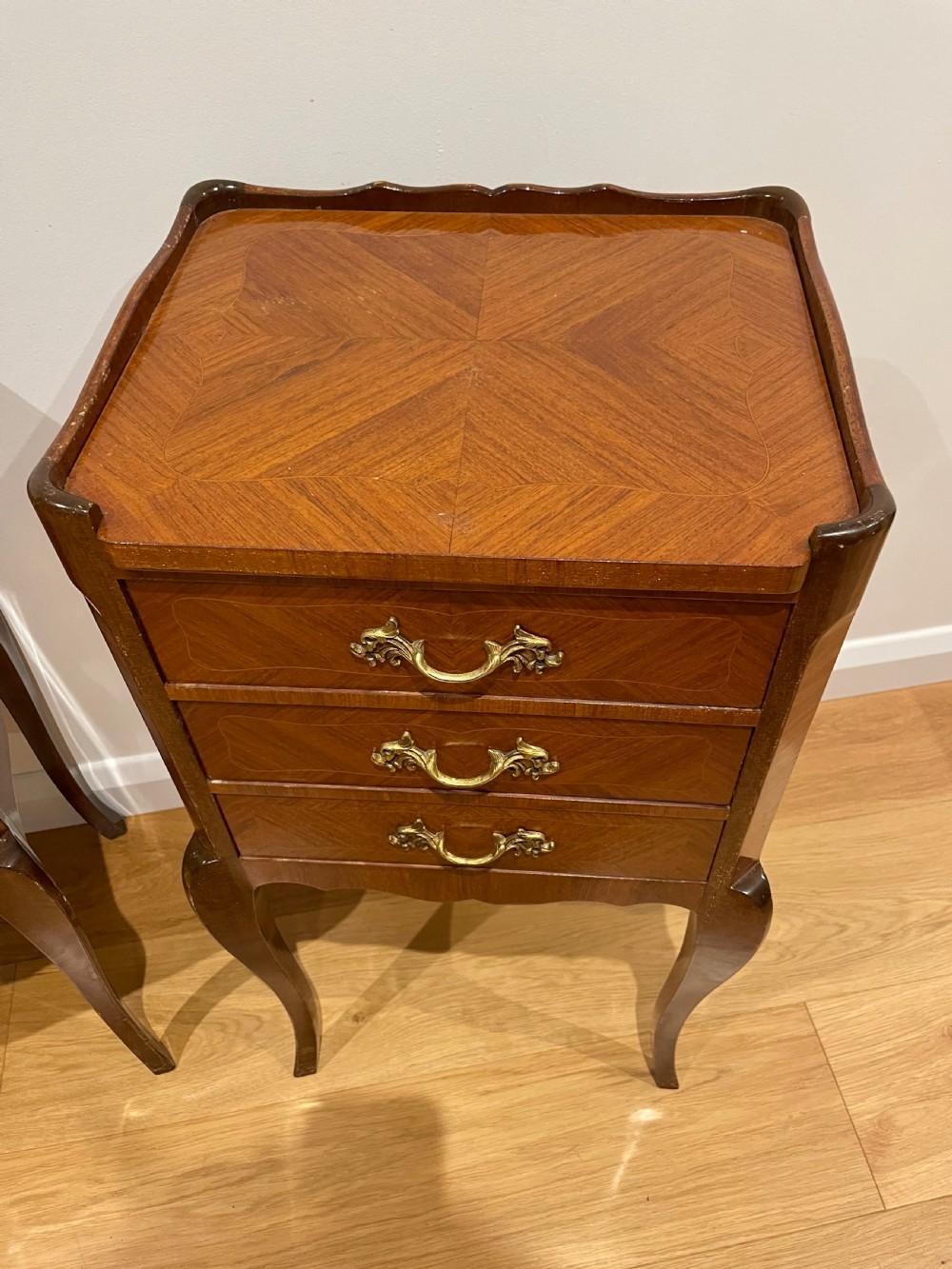 Pair of king wood and mahogany bedside cabinets  View IV