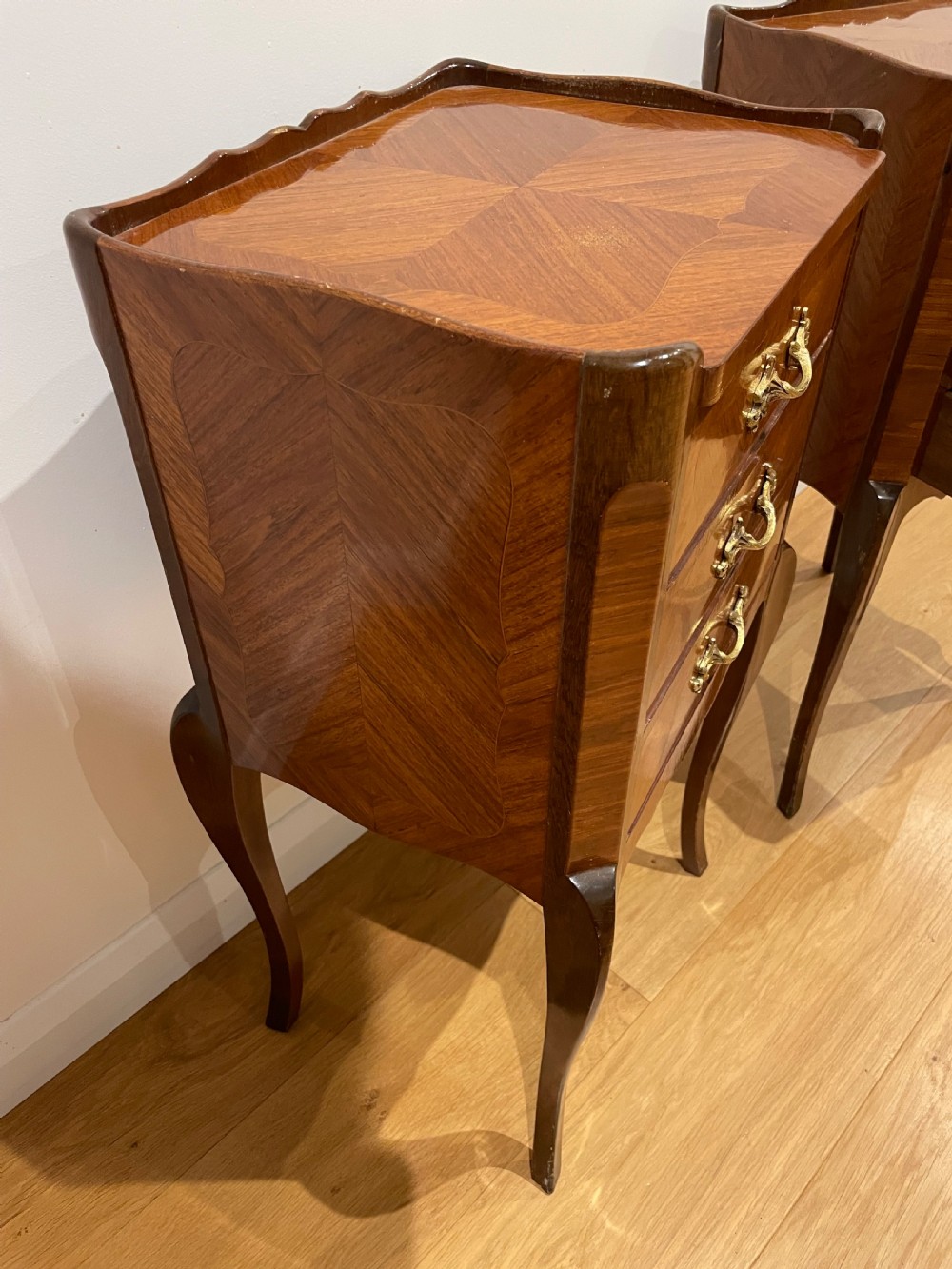 Pair of king wood and mahogany bedside cabinets  View VI