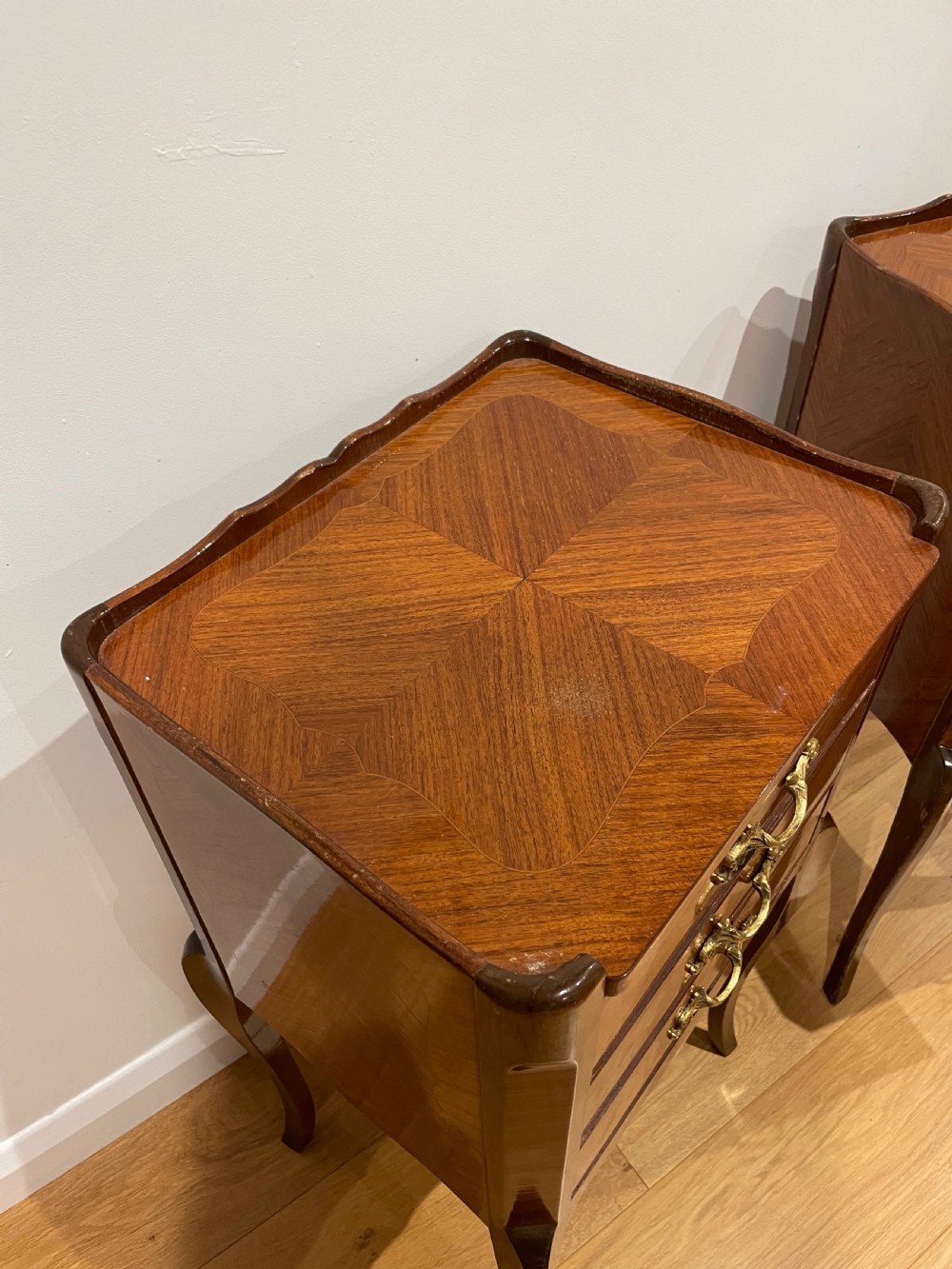 Pair of king wood and mahogany bedside cabinets  View VII
