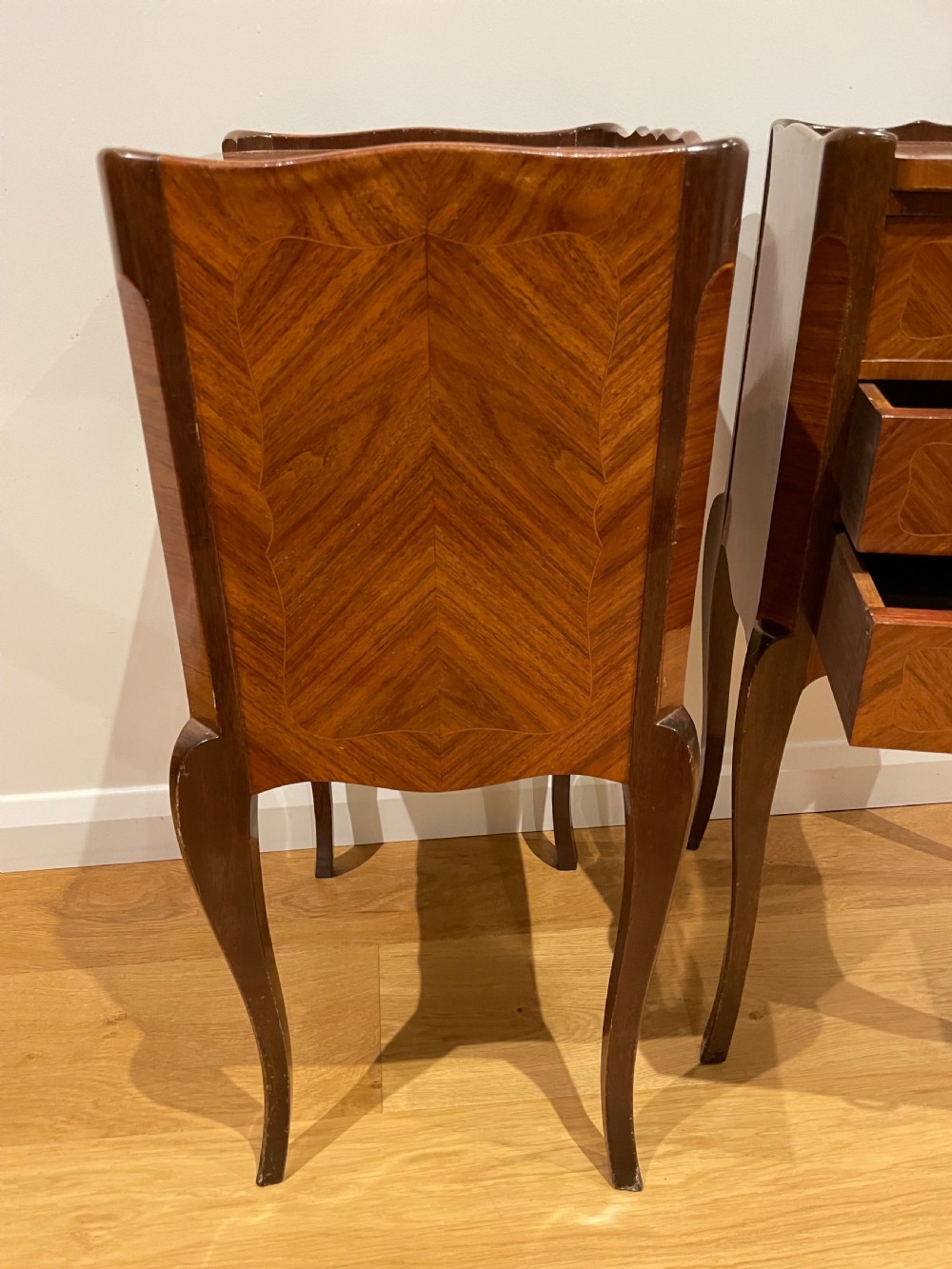 Pair of king wood and mahogany bedside cabinets  View VIII