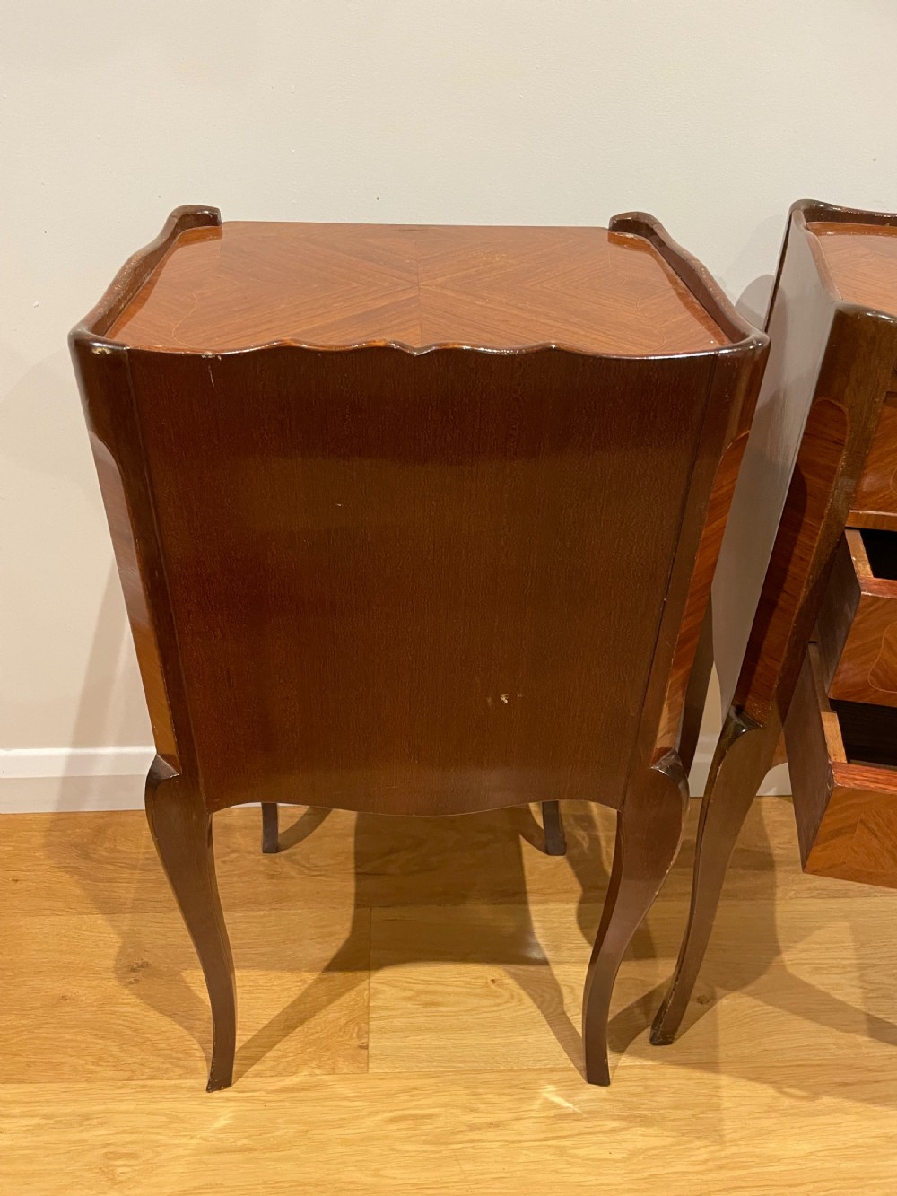 Pair of king wood and mahogany bedside cabinets  View IX