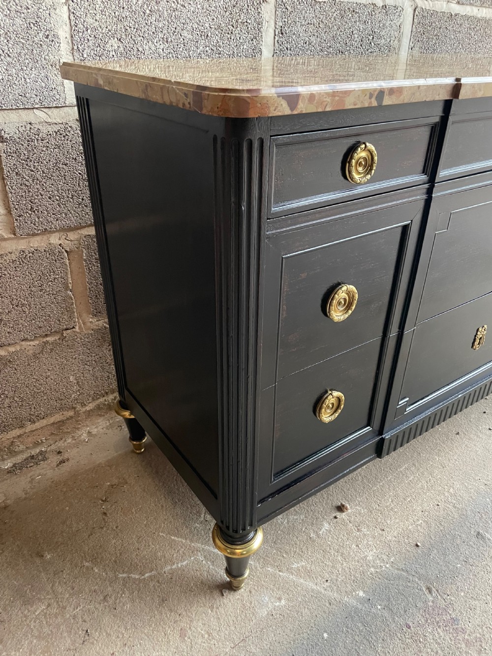 19th century ebonised commode / chest of drawers  View II