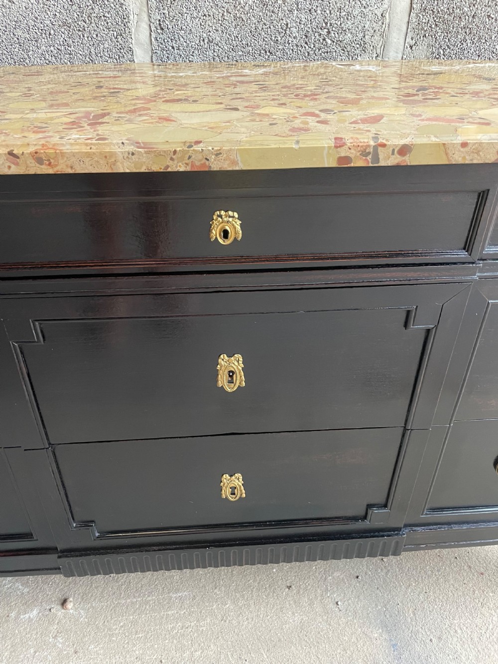 19th century ebonised commode / chest of drawers  View IV