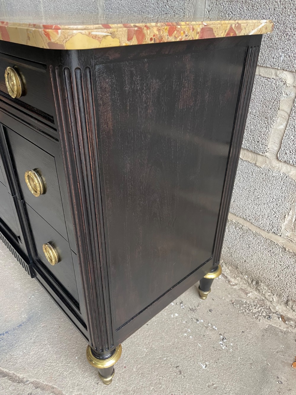 19th century ebonised commode / chest of drawers  View VI