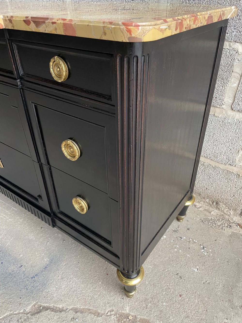 19th century ebonised commode / chest of drawers  View VII