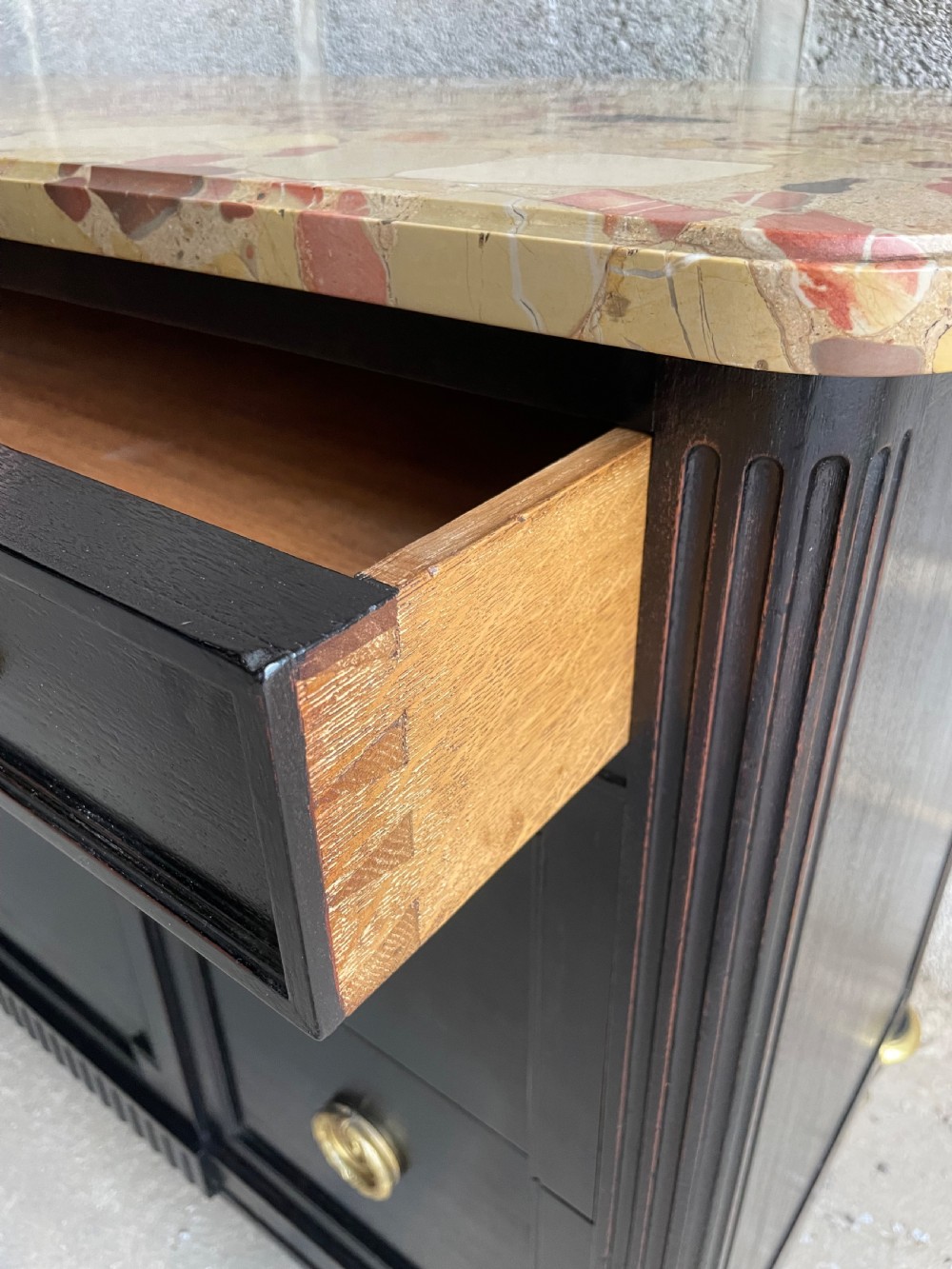 19th century ebonised commode / chest of drawers  View VIII