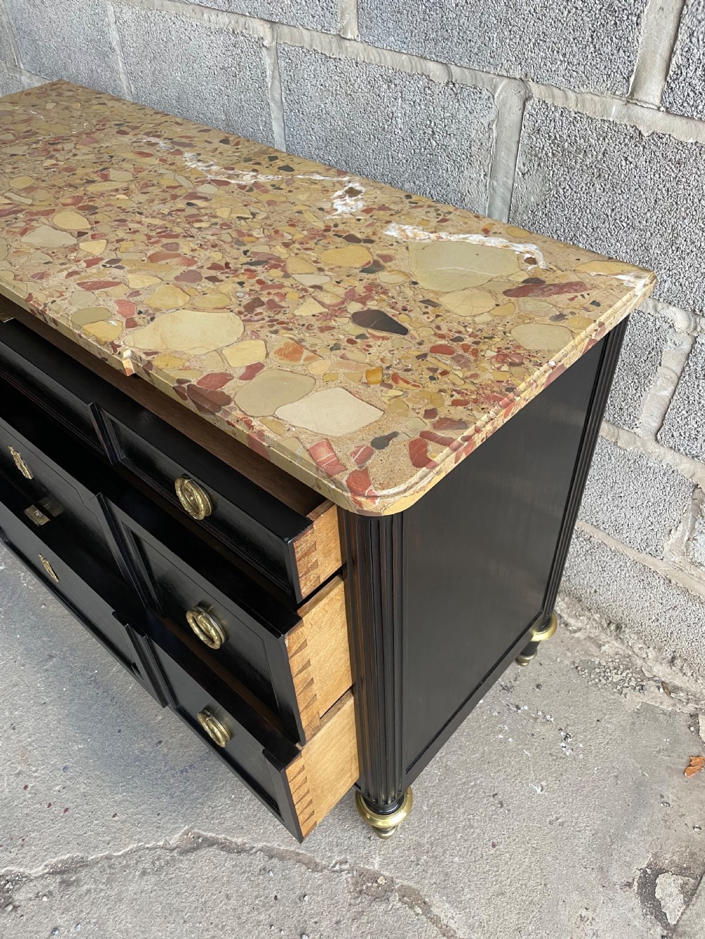 19th century ebonised commode / chest of drawers  View XI