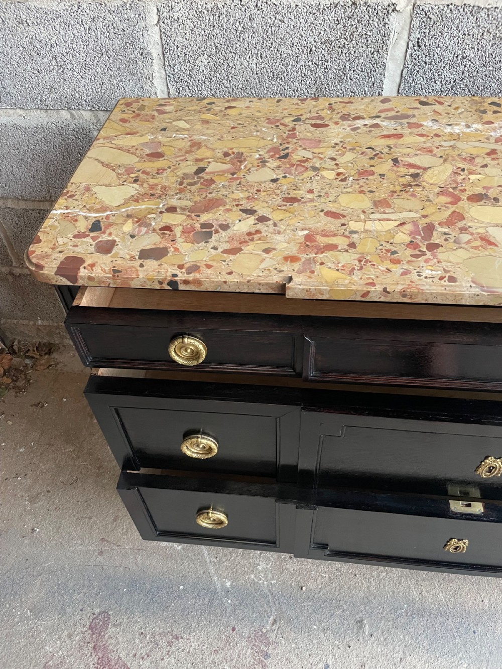 19th century ebonised commode / chest of drawers  View XII