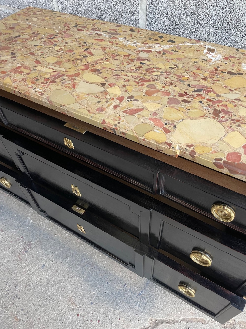 19th century ebonised commode / chest of drawers  View XIV