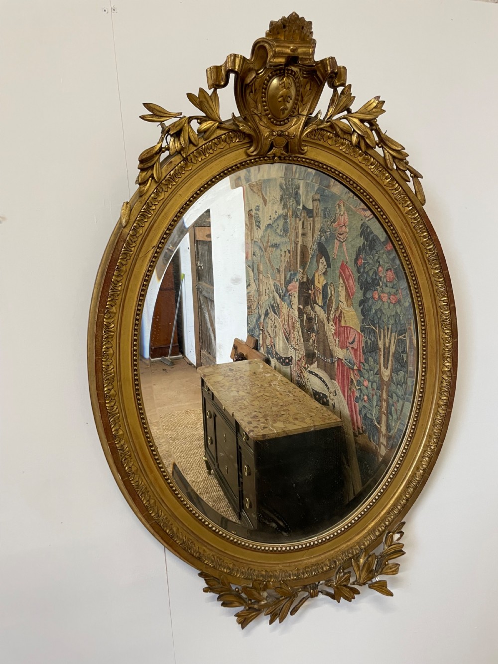 Napoleon III large oval gilt mirror 