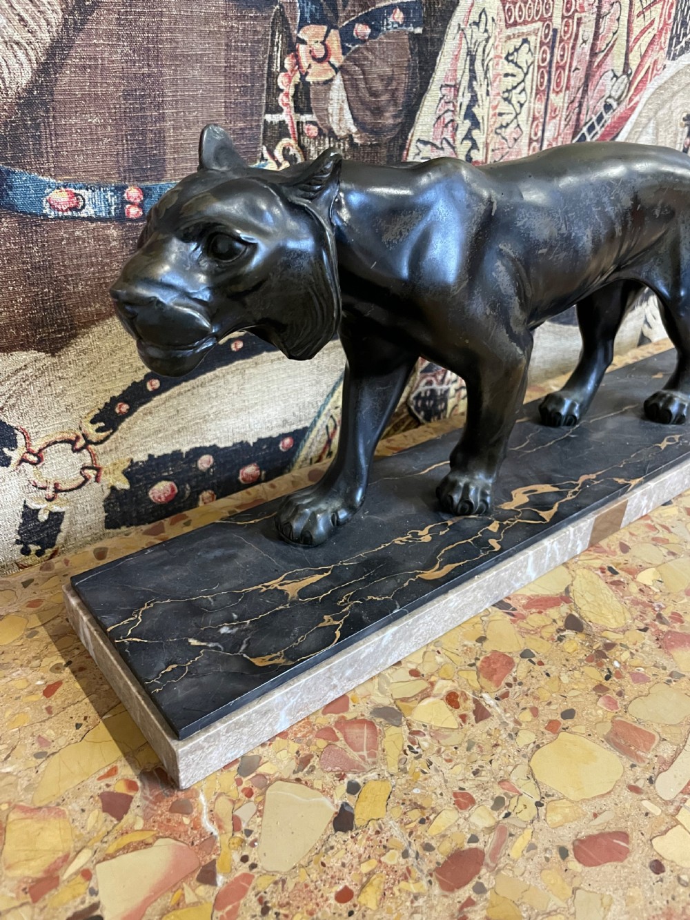 Art Deco spelter panther by M Font  View II
