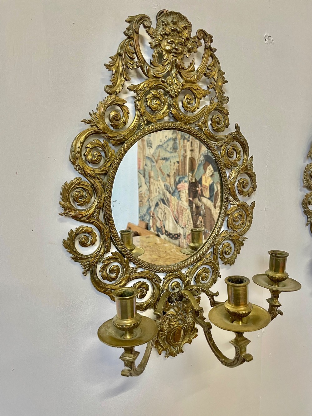 Pair of brass Girandole mirrors  View II
