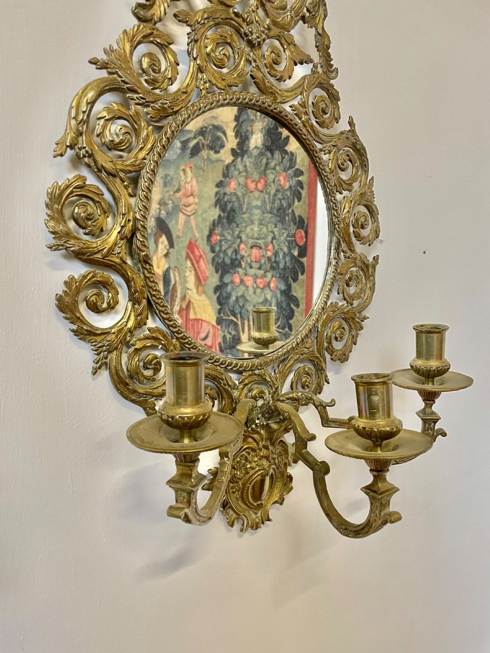 Pair of brass Girandole mirrors  View VI