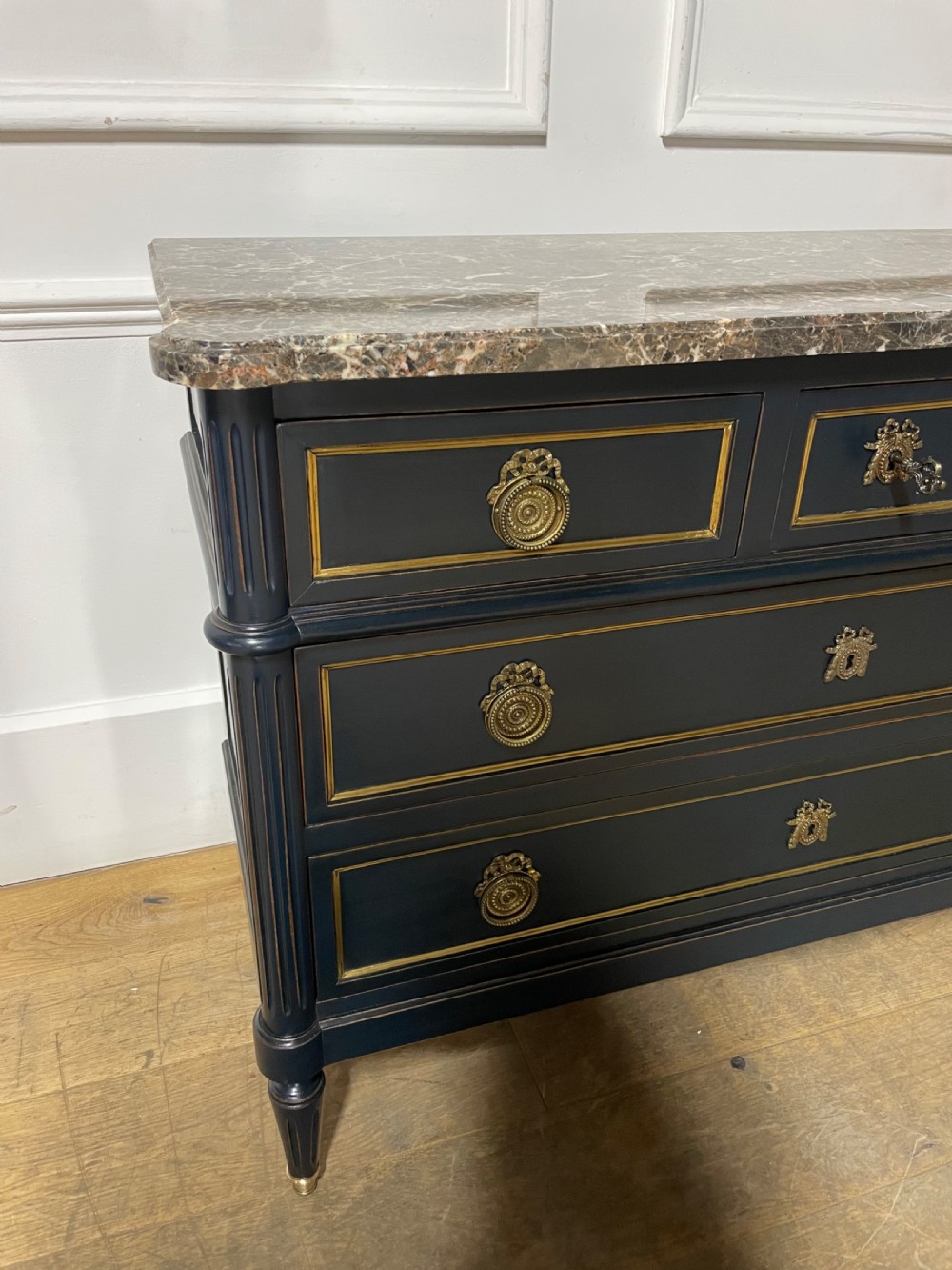 Painted French commode / chest of drawers /dark blue  View IV