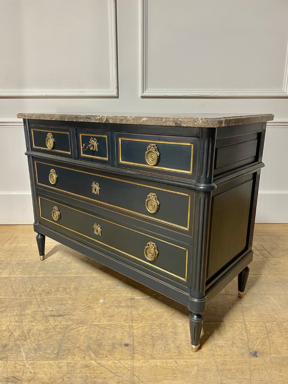Painted French commode / chest of drawers /dark blue  View VII