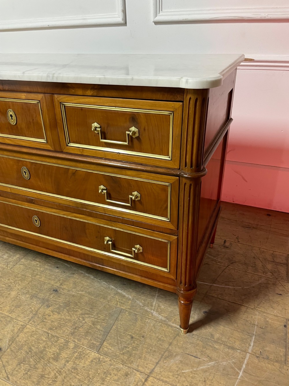 Cherrywood marble topped commode / chest of drawers  View II