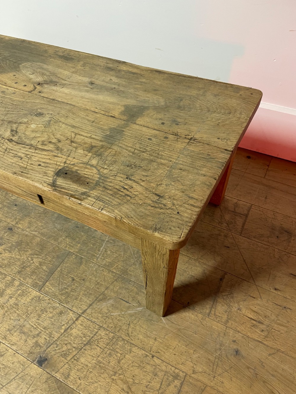 Scrubbed oak coffee table  View II