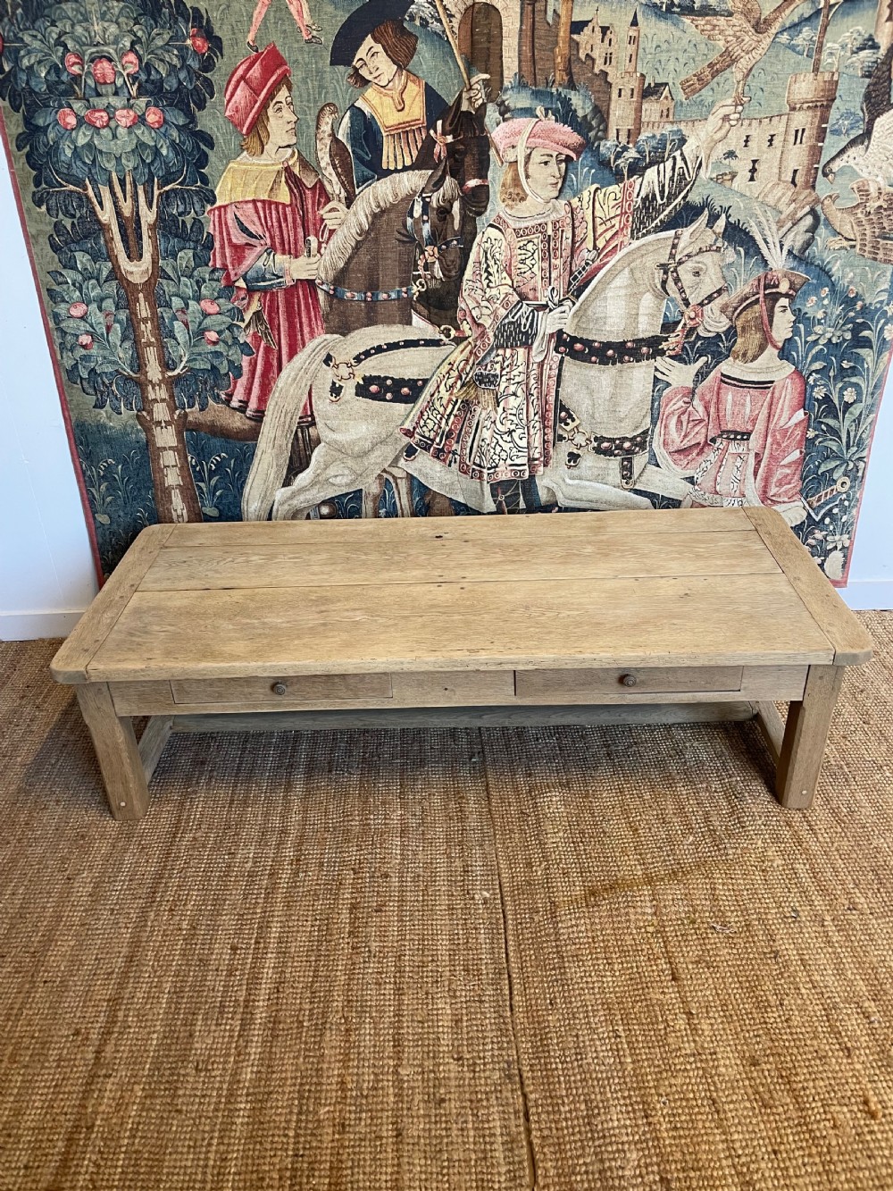 Scrubbed oak antique coffee table 